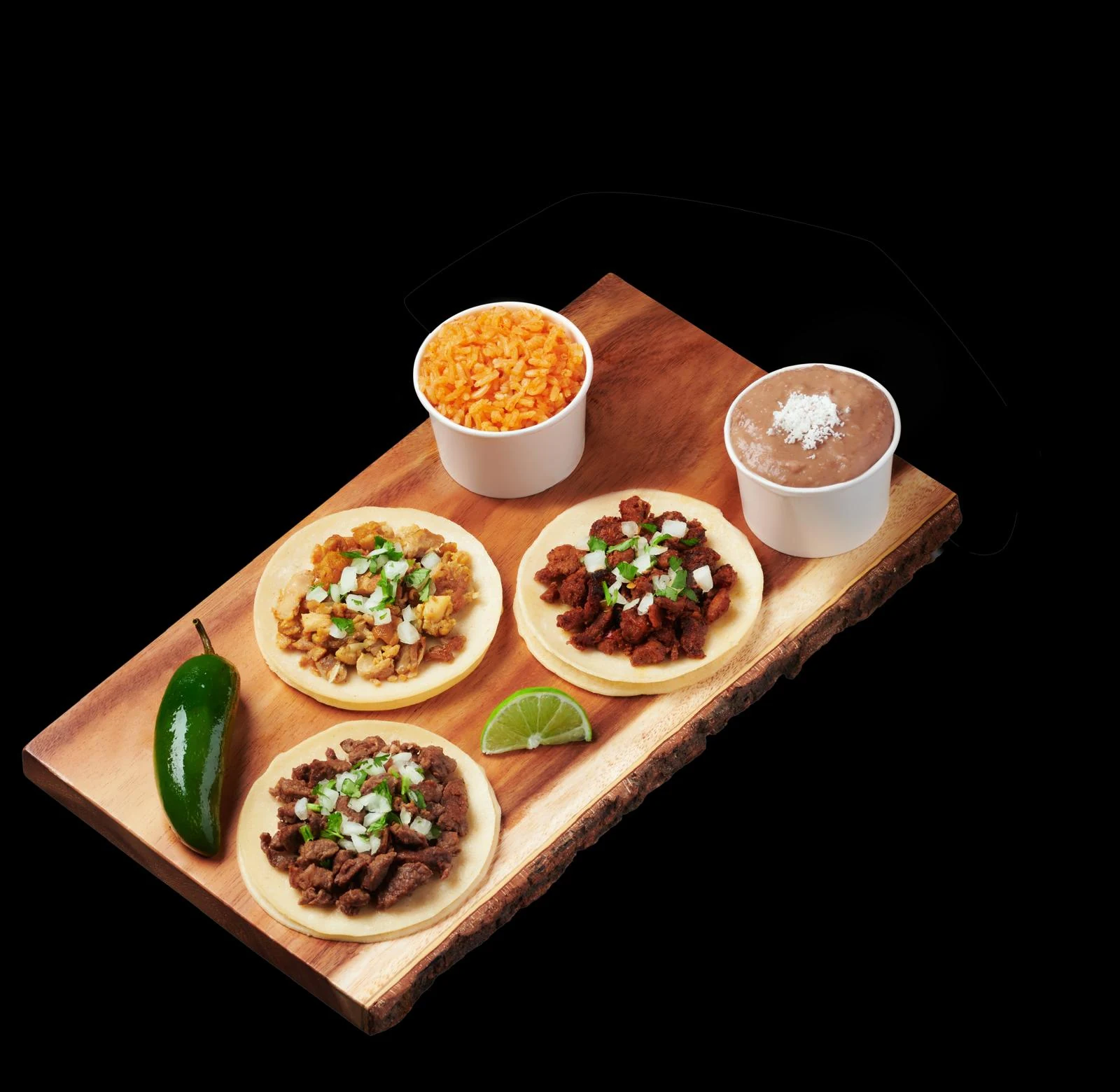 Taco Plate with rice and beans