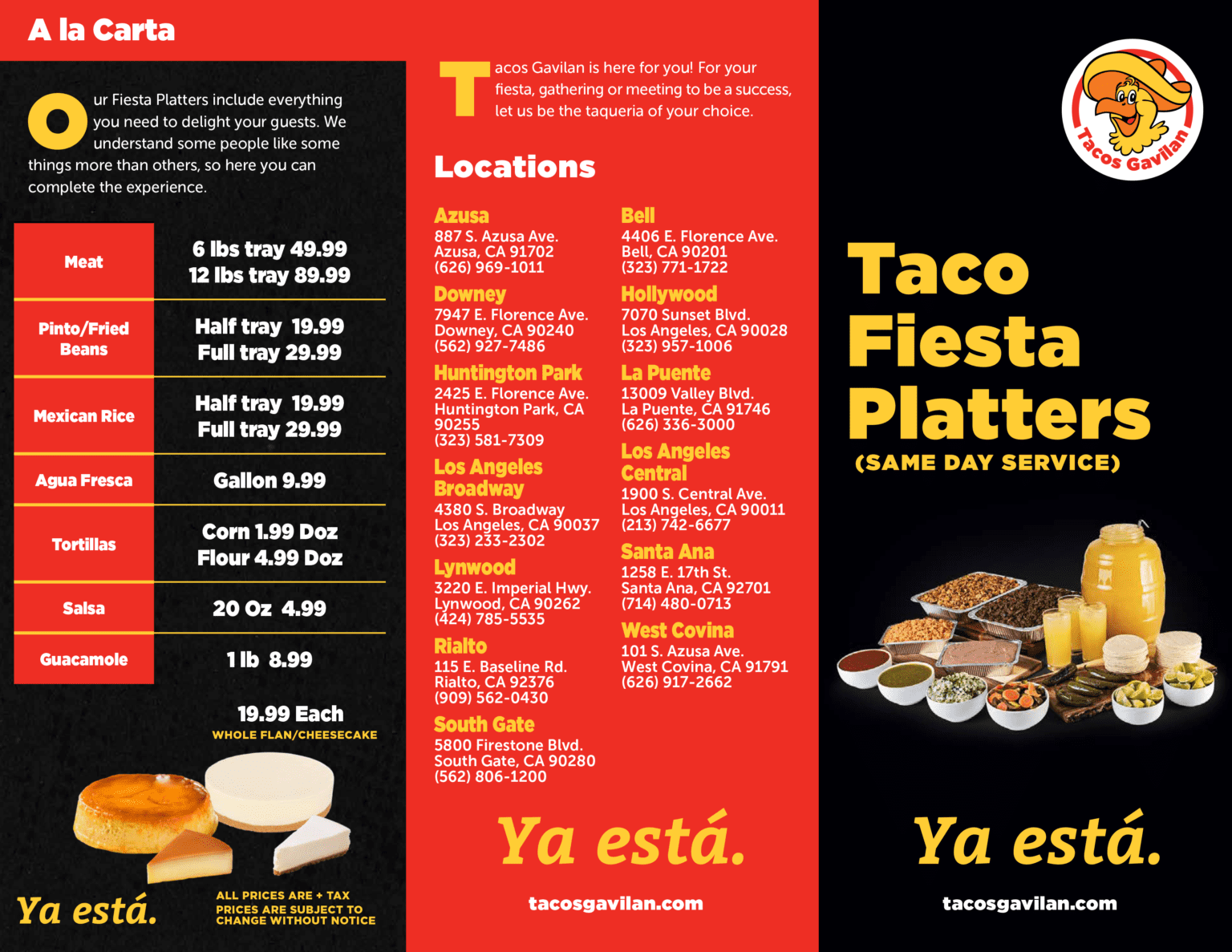 Fiesta Platter PDF Tacos Gavilan